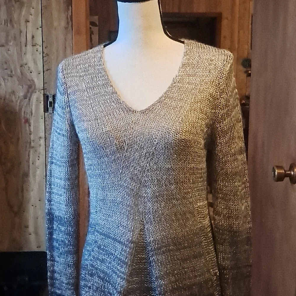Coldwater Creek Wool Blend Sweater Size M Ombre Tunic Neutral Preowned